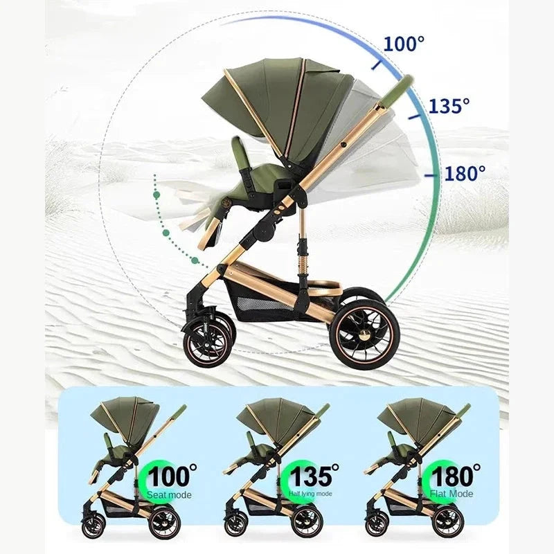 High-fit Baby Stroller Can Sit and Lie in Both Directions to Implement One-Click Folding High-View Children's BB Stroller GlowCart
