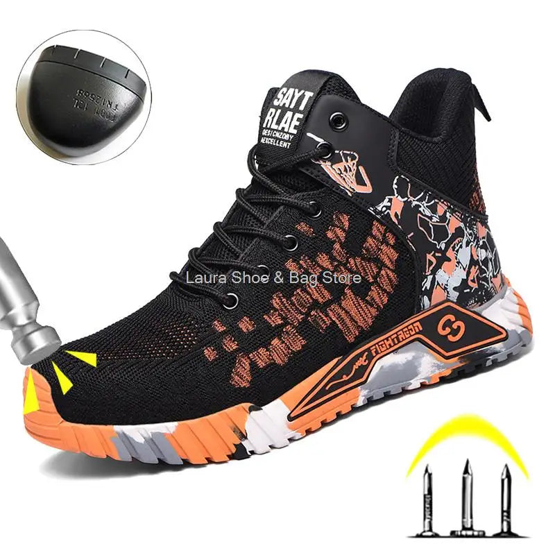 High Top Safety Shoes Men Steel Toe Work Shoes Men Women Work Safety Boots Anti Smash Safety Indestructible Work Boot Breathable GlowCart