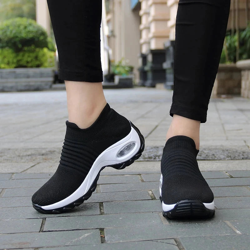 Women Walking Trainers Fashion Fly Weaving Sock Sneakers GlowCart