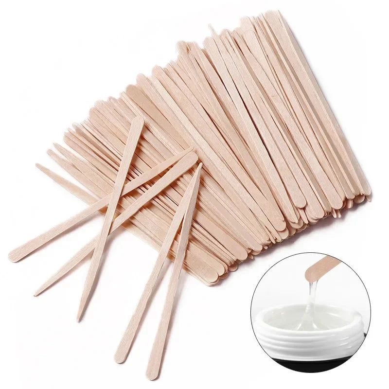 50/100/200PCS Disposable Wood Stick Beauty Spatulas Log Hair GlowCart