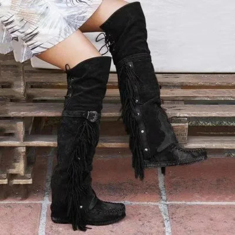 Fashion Bohemia Knee-length Women Boots Ethnic Personality GlowCart