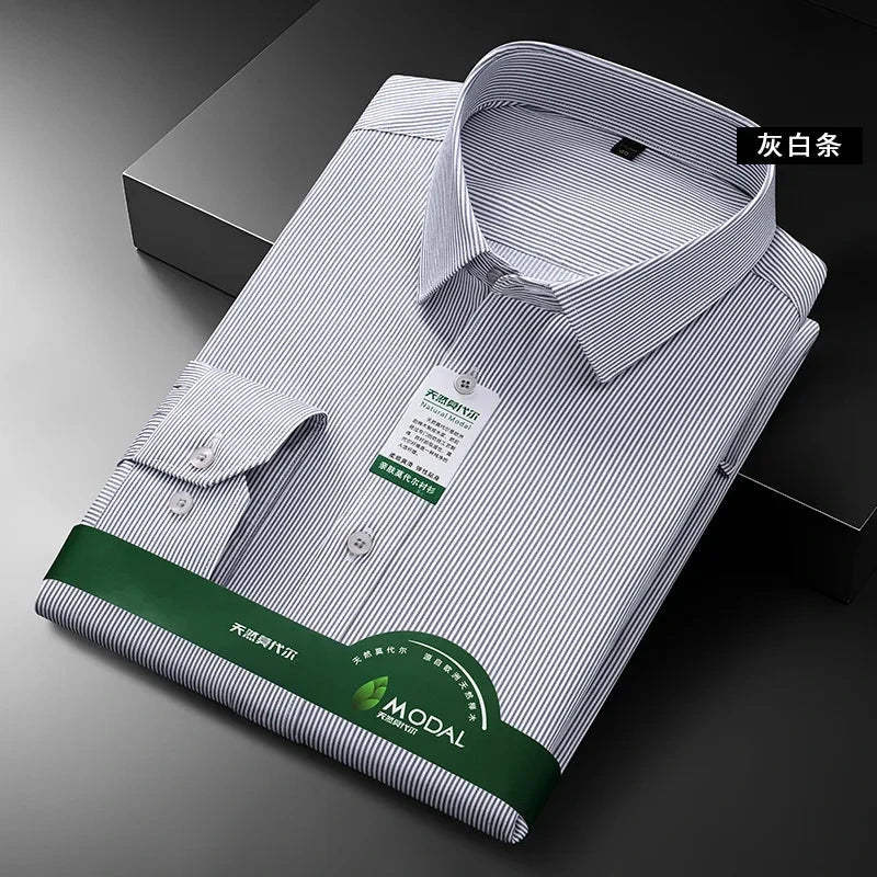 New Quality Anti-Wrinkle Men Shirt Long Sleeves Dress Shirts GlowCart