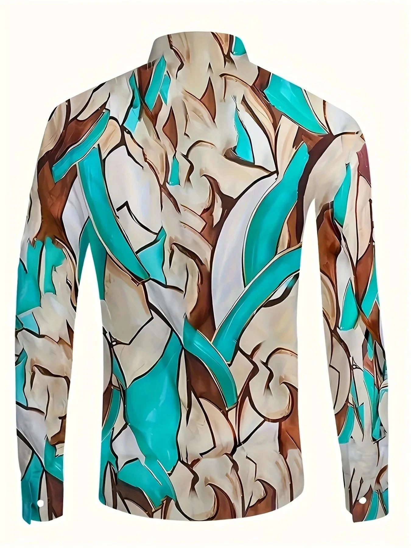 Men's long-sleeved shirts, bold abstract prints - bright GlowCart