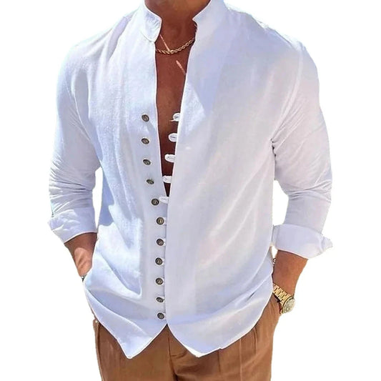 New Spring Autumn casual shirt loose Men's Solid Color Long GlowCart