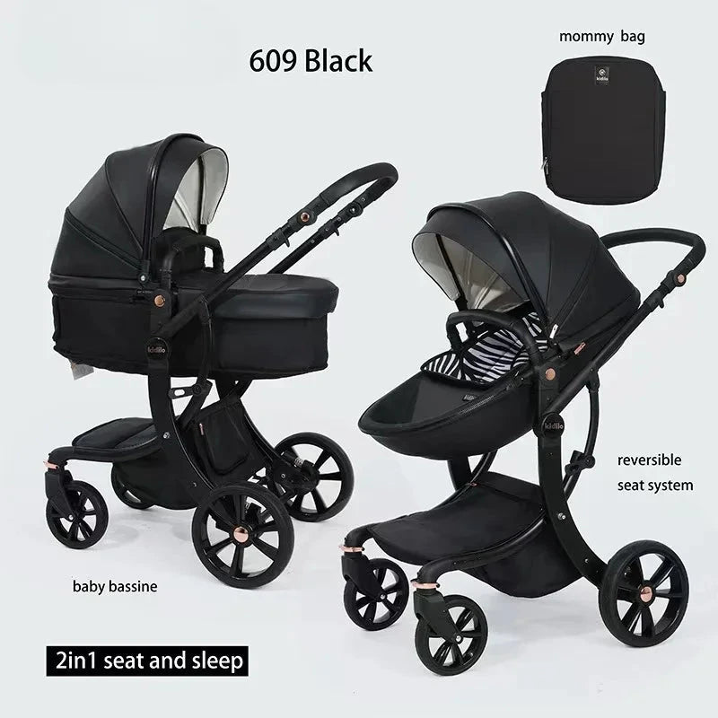 2025 New Two-in-one Stroller, High View Stroller, Comfortable and Convenient for Sitting and Lying, Equipped with Mommy Bag GlowCart
