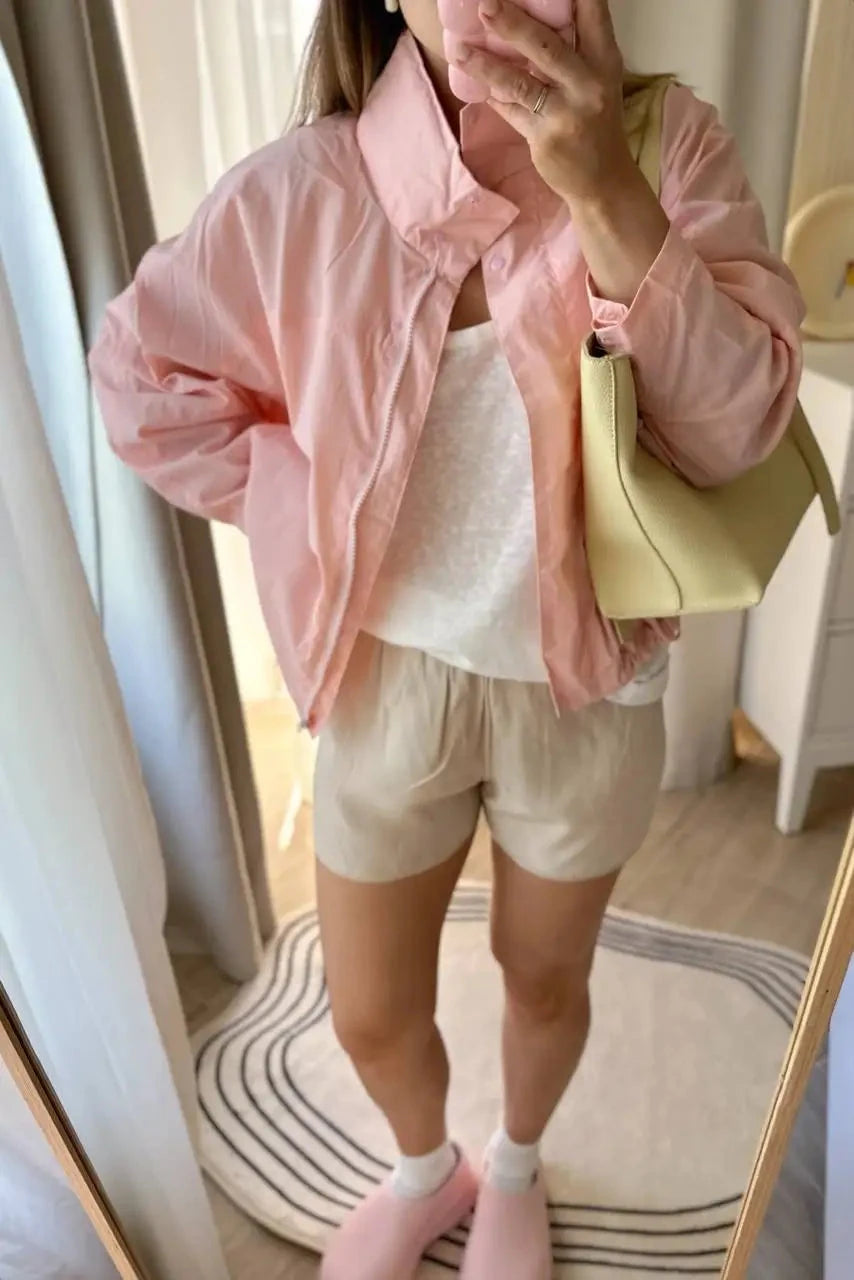 Windproof Stand Collar Jacket Women's Outdoor Casual Hooded GlowCart