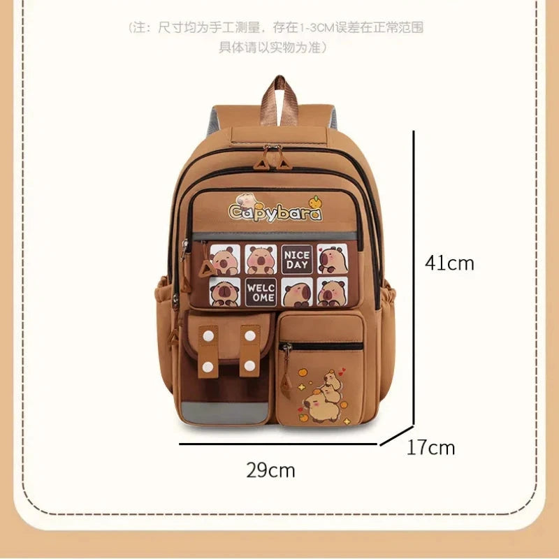 Kawaii Capybara School Backpack for Girls School Bags Set GlowCart