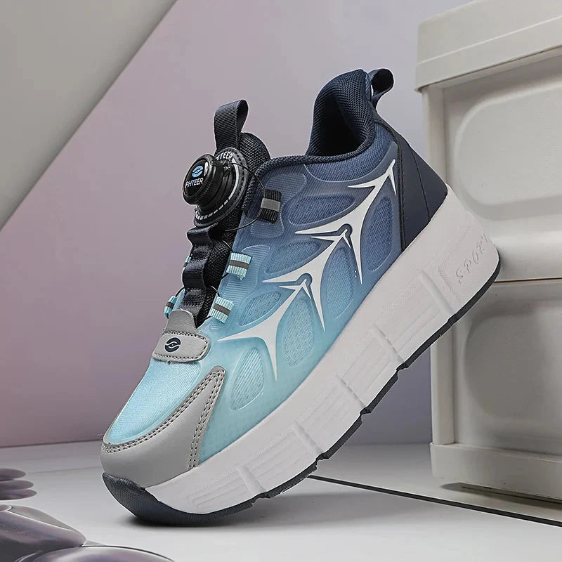 Childrens Two Wheel Skating Shoes New Fashion Stretchable Boys Outdoor Walking Sneakers Daily Student Amuse Casual Skating Shoes GlowCart