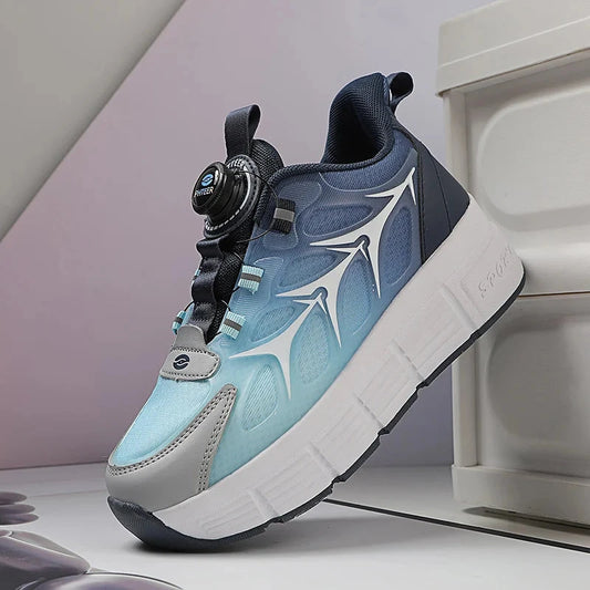 Childrens Two Wheel Skating Shoes New Fashion Stretchable Boys Outdoor Walking Sneakers Daily Student Amuse Casual Skating Shoes GlowCart