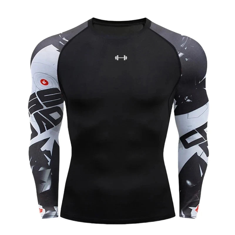 Gym Compression Dry Fit Men's Long Sleeves Fitness T-shirt Spring And Autumn Outdoor Sports Running Tees Sportswear Tops T-shirt GlowCart
