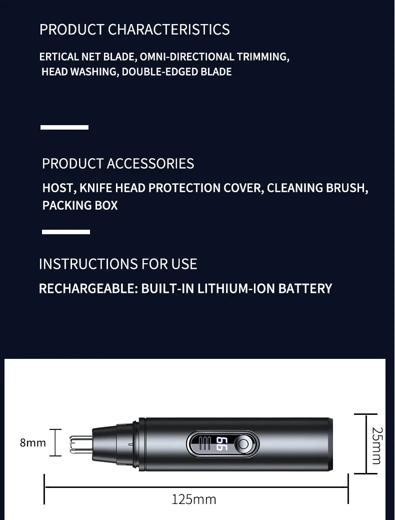 Mini Pocket Nose Hair Trimmer Painless Clipper Nose Ears GlowCart