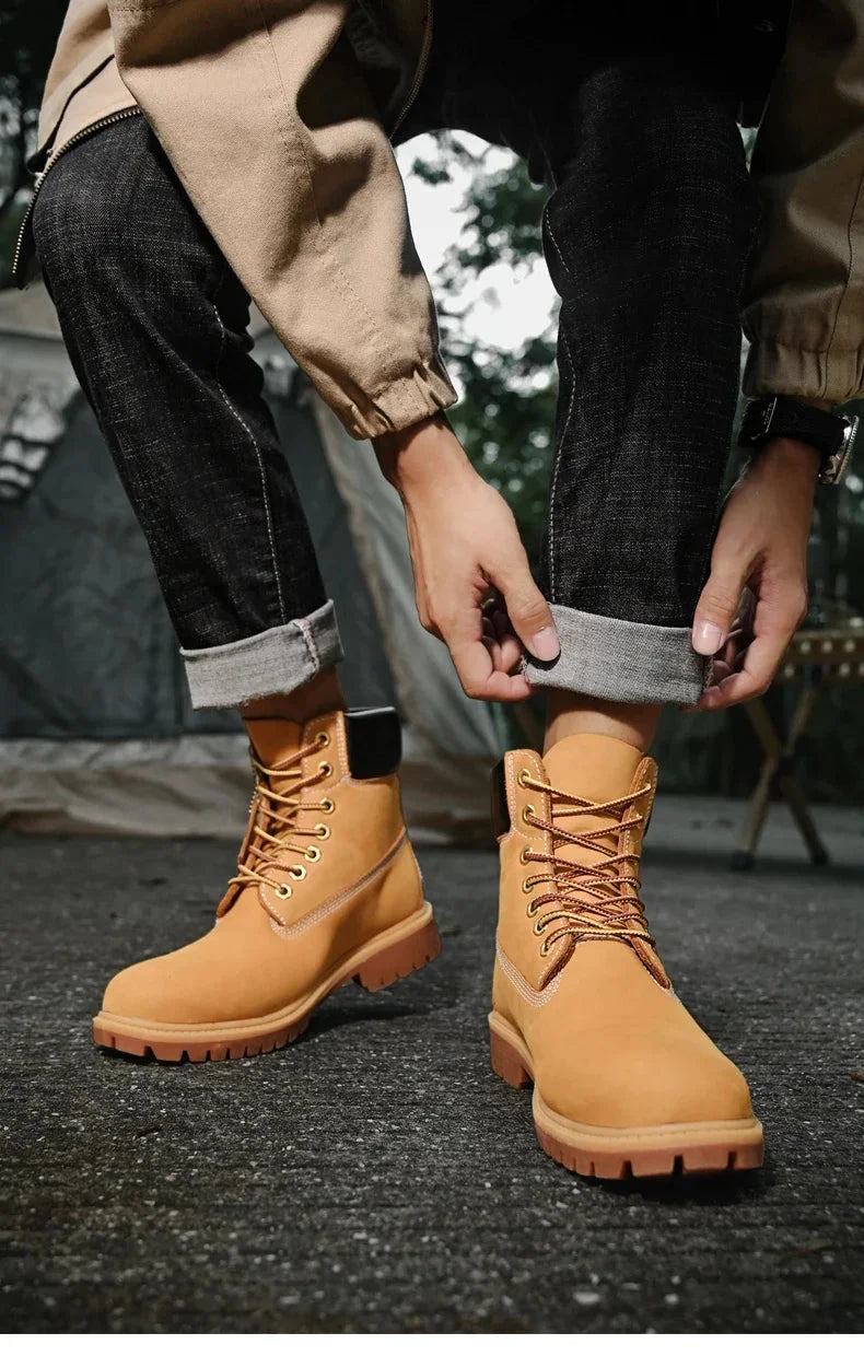 Boots Men High Top Boots High Quality Women Leather Shoes GlowCart