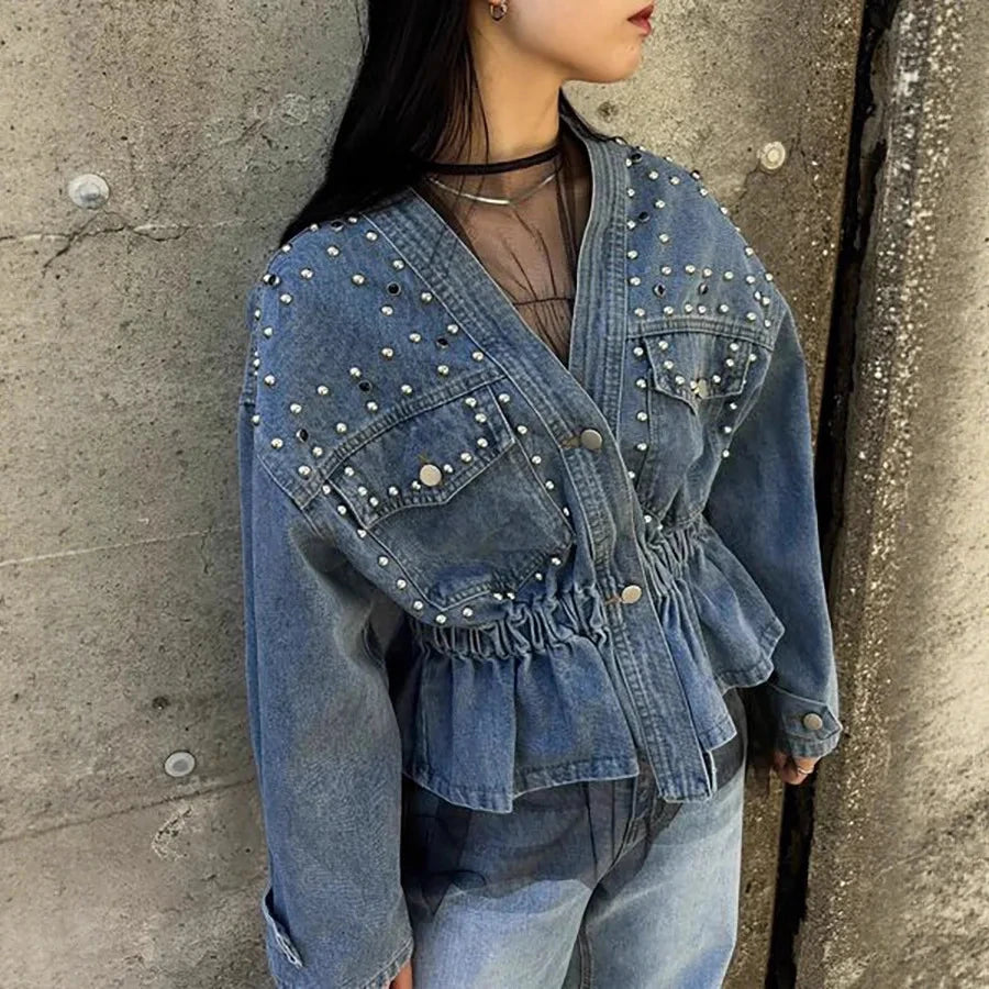 Y2k Denim Jeans Coat Cotton Women Button Spring Autumn Ropa GlowCart
