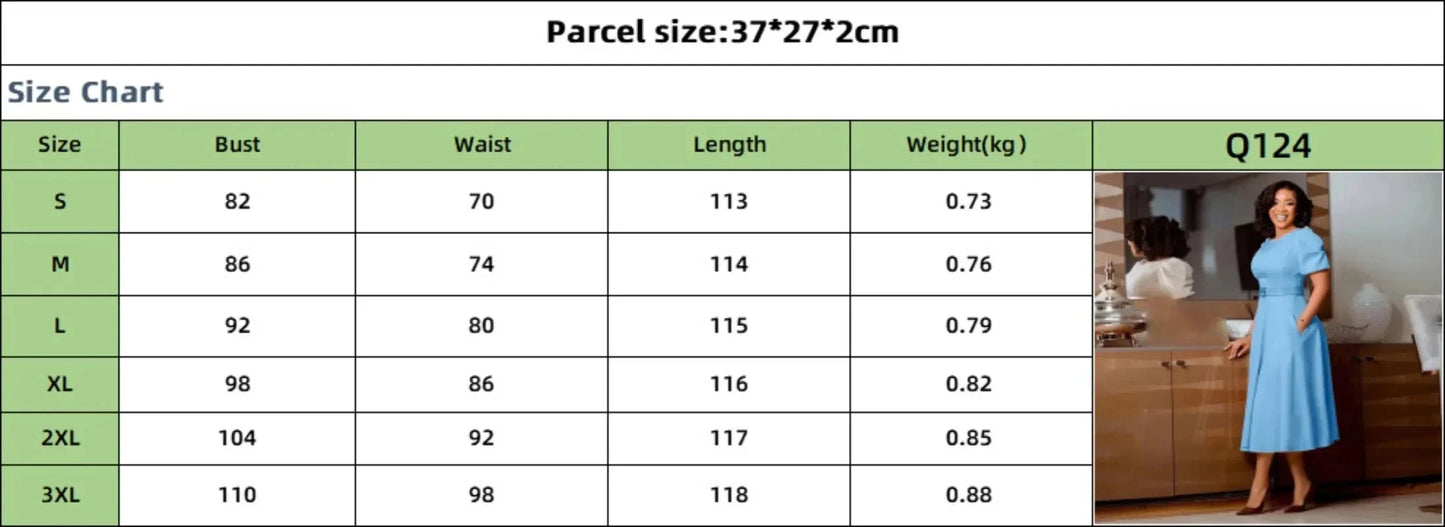 Ladies Office Dresses Women Formal Work O-Neck Puff Sleeve GlowCart