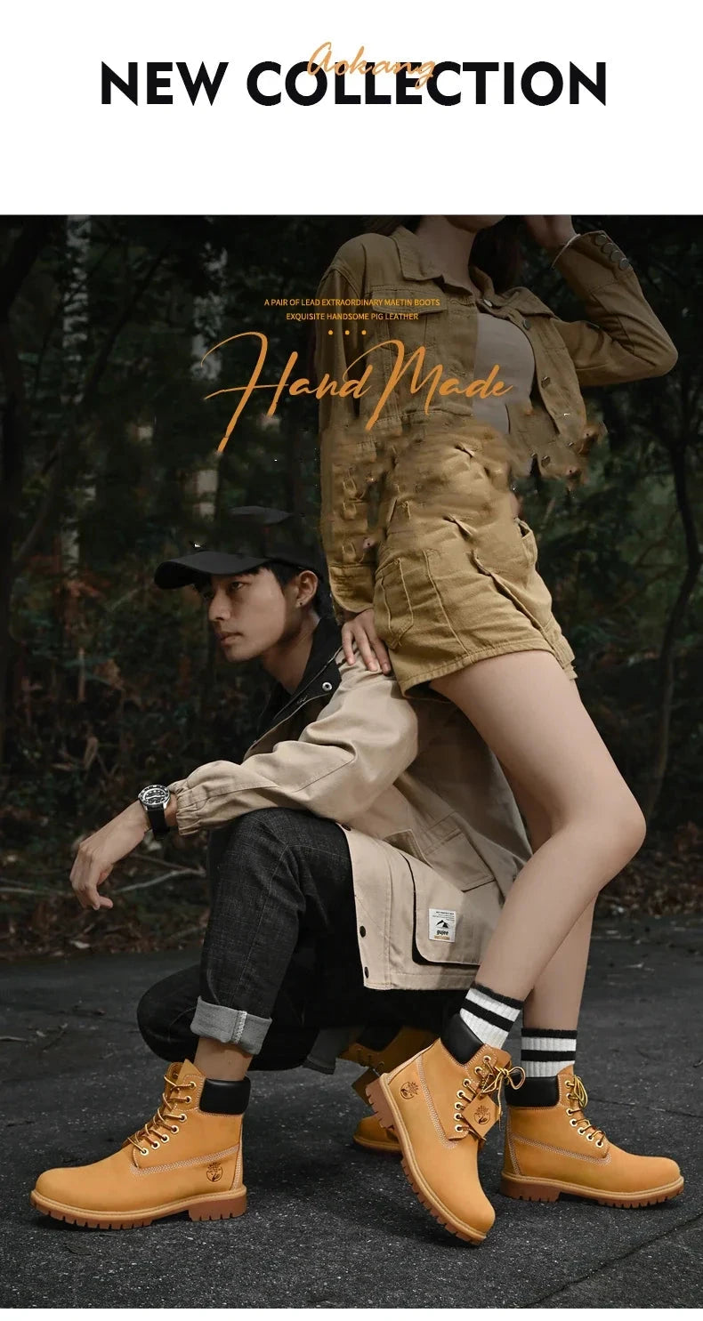 Boots Men High Top Boots High Quality Women Leather Shoes GlowCart