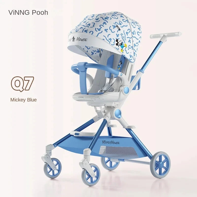 Baby Stroller Can sit and lie Down Lightweight One-touch Folding Waterproof High Landscape 360 ° Rotation Two-way Push Stroller GlowCart