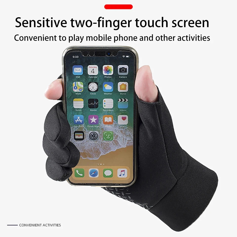 Winter Fishing Men's Gloves Women Cycling Warm Anti-Slip Gloves for Fishing Sports Touch Screen Two Fingers Cut Outdoor Angling GlowCart