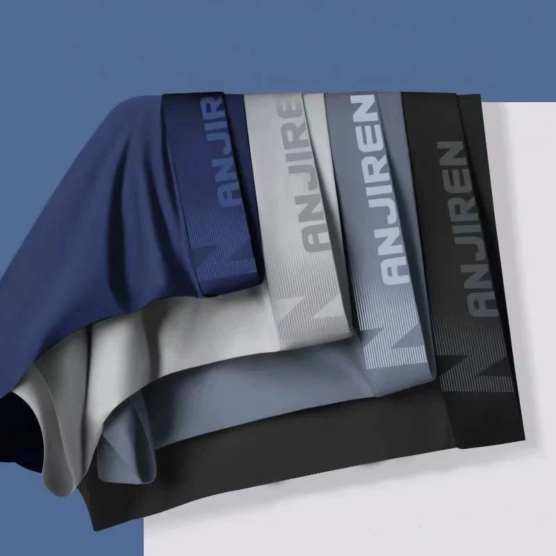 4pcs Boxer Shorts Men's Ice Silk Underwear Male Underpants GlowCart