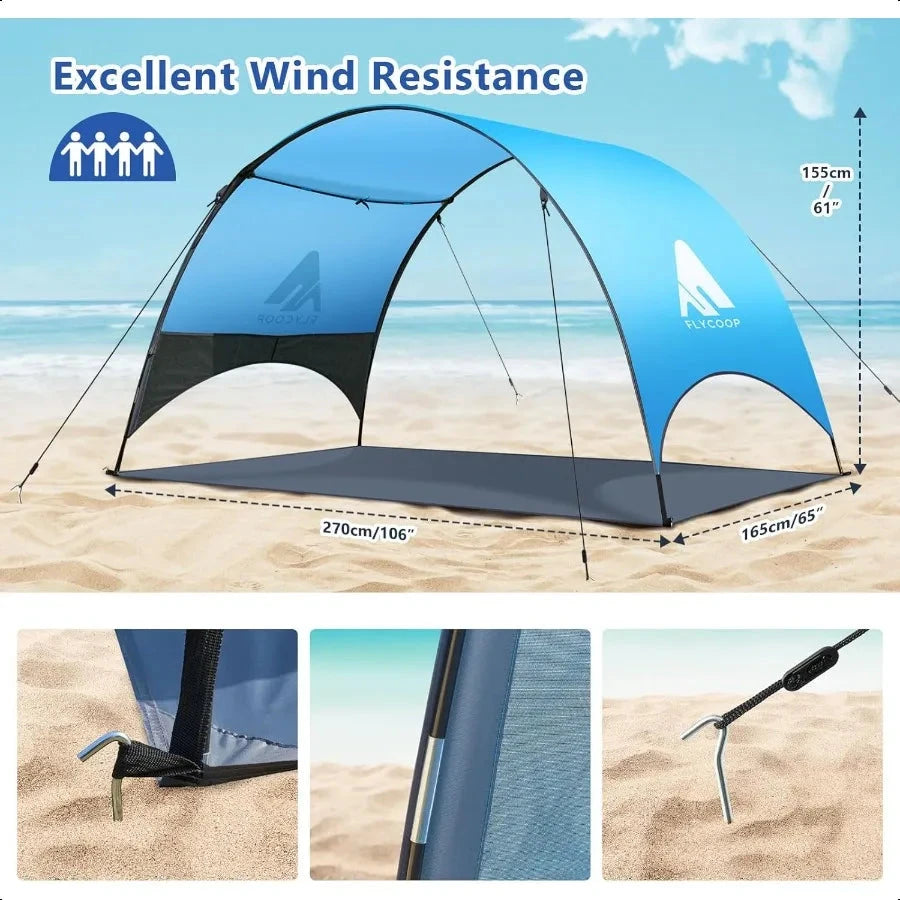 Beach Tent Beach Shade Canopy Compact Fold 16.9x3.9 Own GlowCart