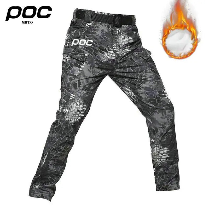 2025 Moto Poc Mountain Bike Waterproof Windproof Pants Men's Winter Cycling Warm Trousers MTB Road Downhill Thermal Long Pants GlowCart