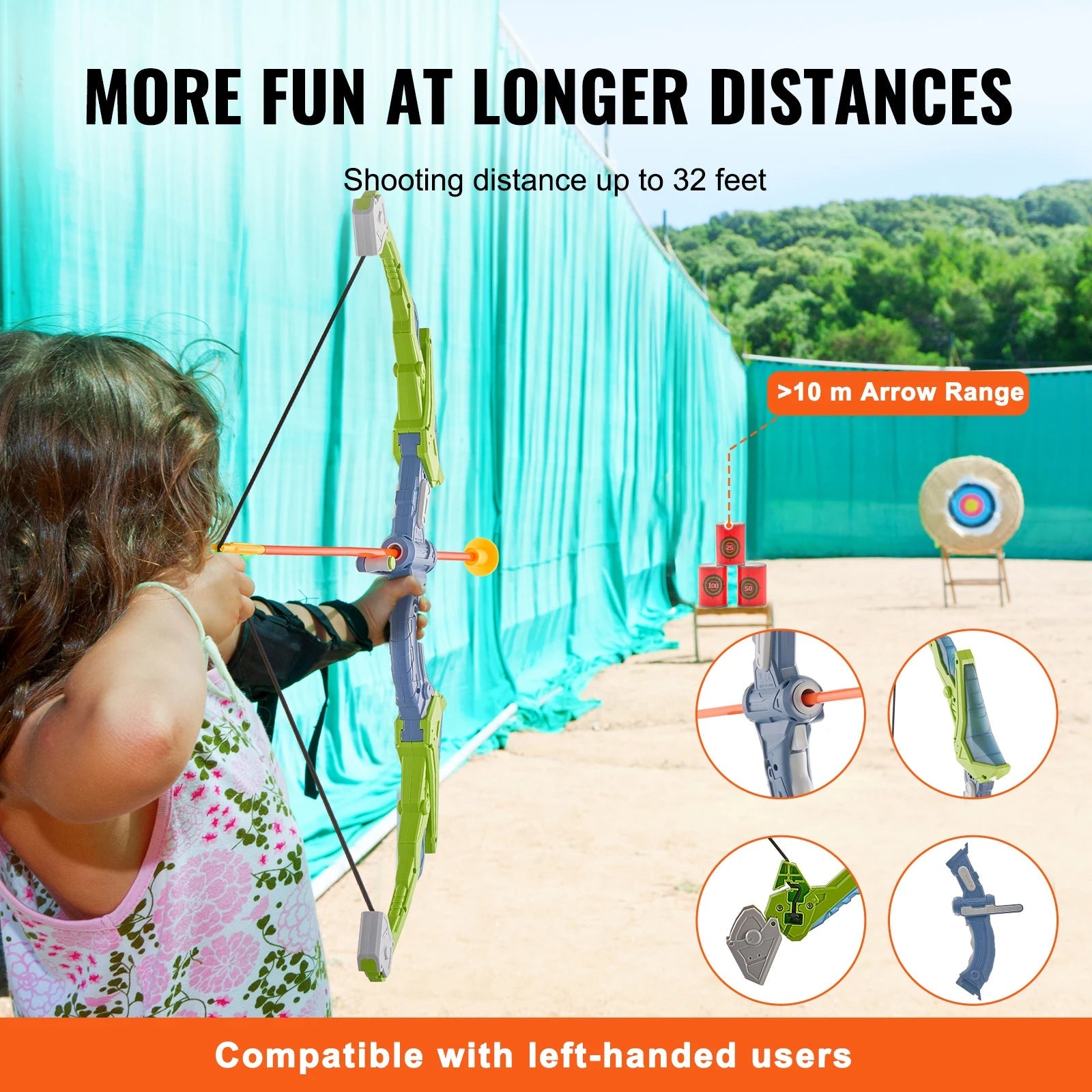 SucceBUy Bow & Arrows For Children Kids Archery Bow Practice Recurve Outdoor Sports Game Hunting Shooting Toy Boys Gift Bow Kit GlowCart