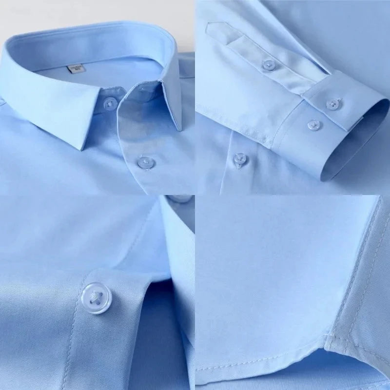 New Anti-Wrinkle Men Shirts Long Sleeve Dress Shirts For Men GlowCart