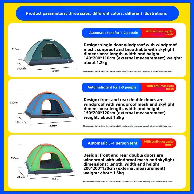 Convenient camping outdoor tent outdoor 2-4 person automatic GlowCart