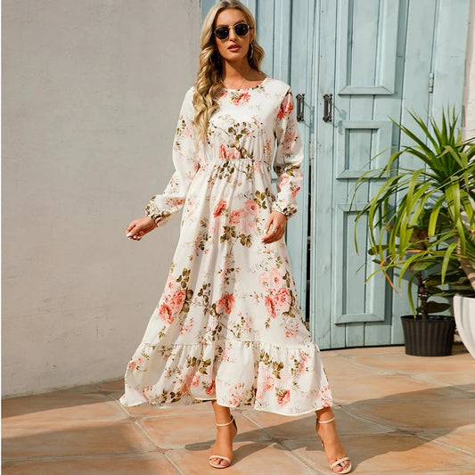 Women Maxi Dresses Sping Autumn Bohemian Casual Full Sleeve GlowCart