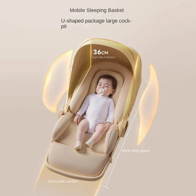 Baby carrige can sit or lie down Lightweight Folding Newborn Baby High Landscape Stroller Two-way Push Anti Vibration Wheels GlowCart