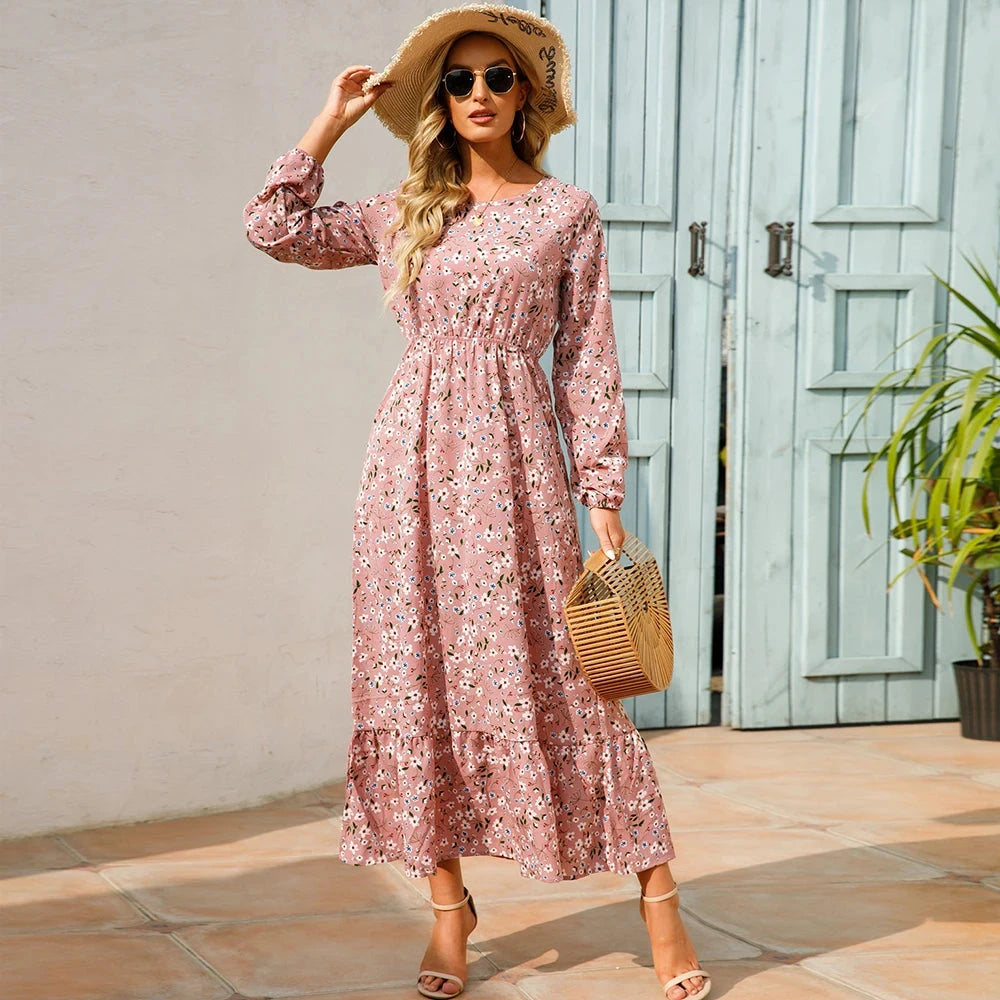 Women Maxi Dresses Sping Autumn Bohemian Casual Full Sleeve GlowCart