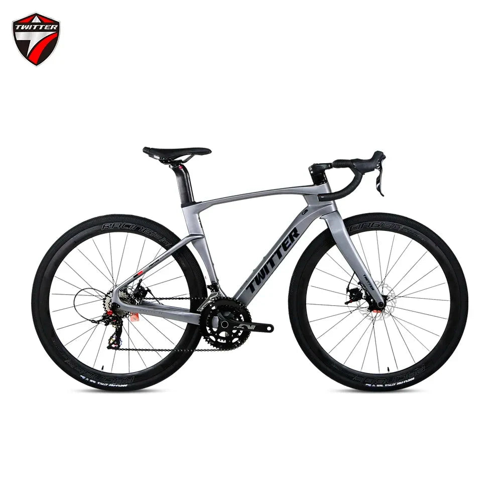 TWITTER Holographic color Gravel V3 RS-24Speed Off-road grade T900 carbon fiber bycicle 700*40C hydraulic disc brake gravel bike GlowCart