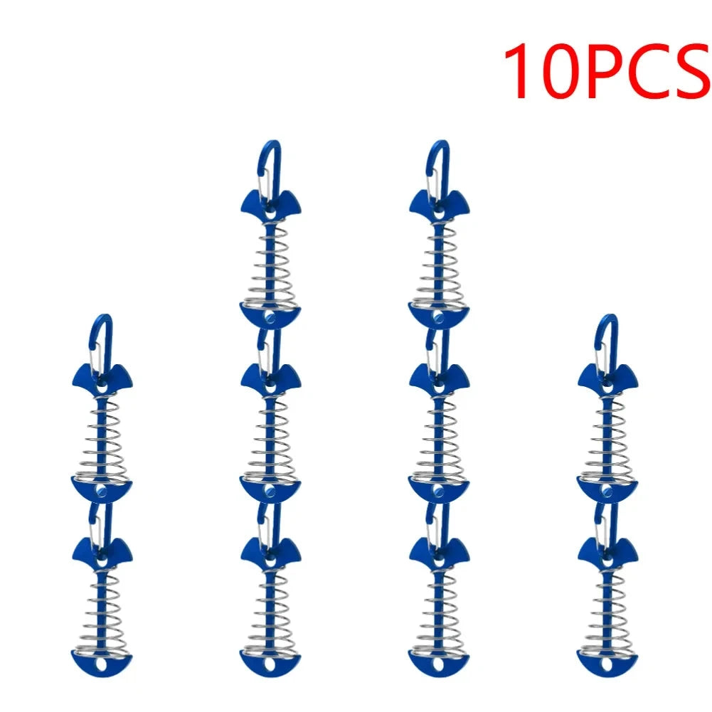 10-30pcs Deck Anchor Pegs Fishbone Tent Stakes with Spring GlowCart