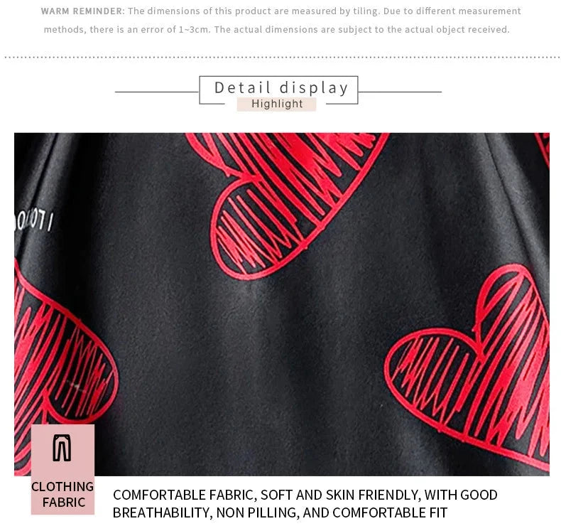 Valentine's Day Red Lip Print Satin Slip Nightdress V Neck GlowCart