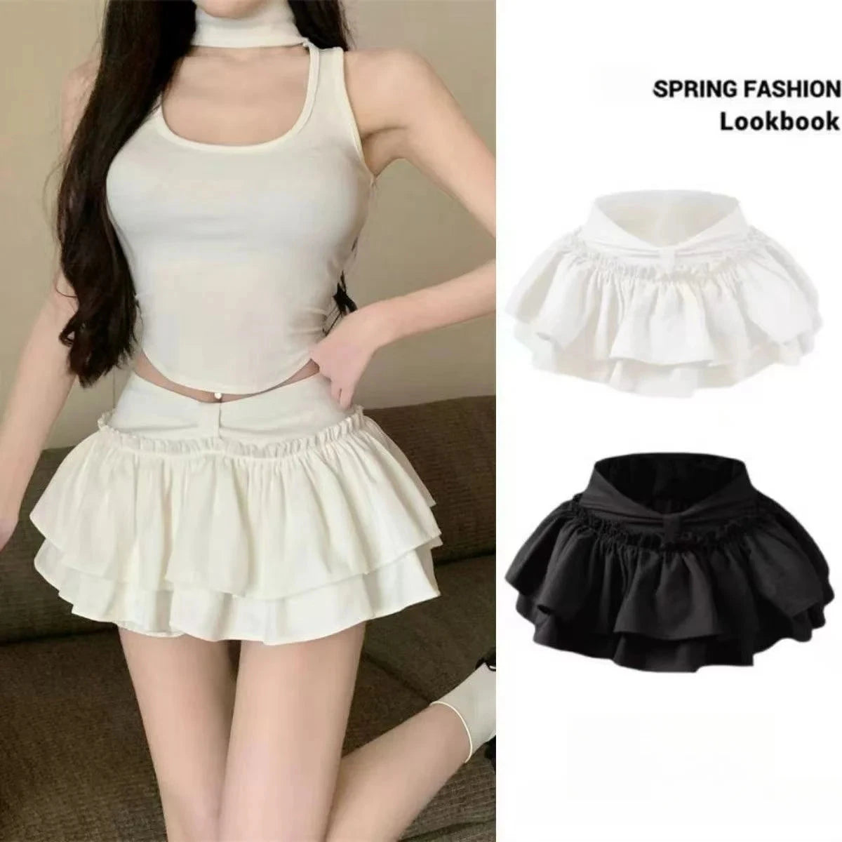 Shorts Korean Chic Kawaii Ballet-Style Tiered Skirt Sweet GlowCart