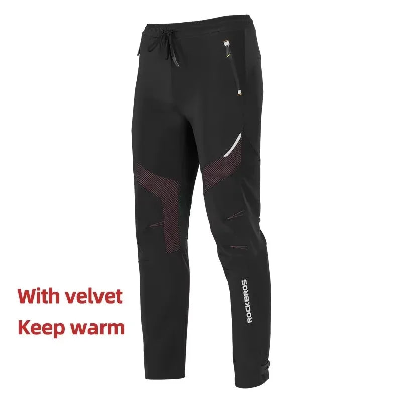 ROCKBROS Winter Warm Bike Pants Outdoor Sport Thermal Fleece Bicycle Long Trousers Waterproof Running MTB Road Cycling Pants GlowCart