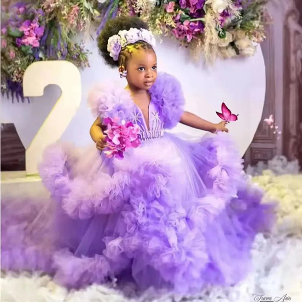 Lavender Girls Birthday Party Dresses Customized Ruffles GlowCart