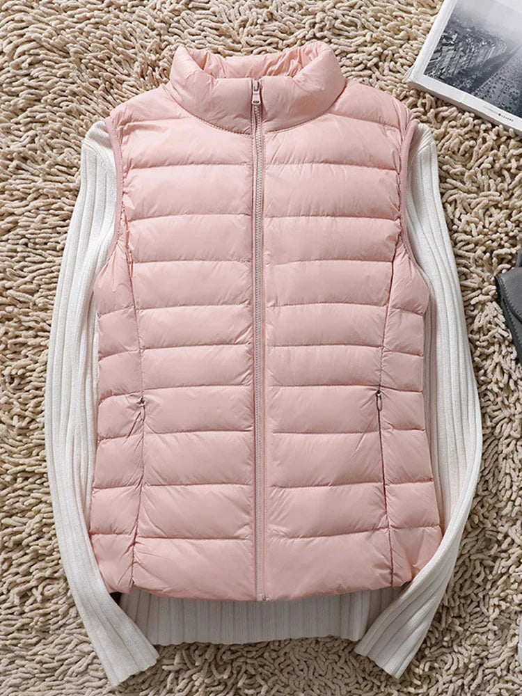 0-10℃ Women Puffer Vest Coat Autumn Winter Sleeveless Duck GlowCart
