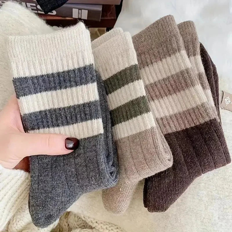 5 Pairs Striped Print Socks, Comfy & Soft Mid Tube Socks, GlowCart