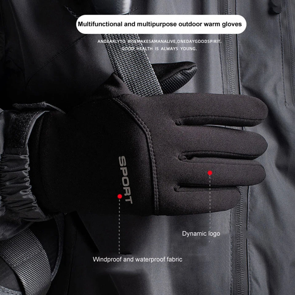 GTUBIKE Autumn and Winter Touchscreen Men's and Women's Warm Gloves Plush Outdoor Sports Windproof and Cold Proof Cycling Gloves GlowCart