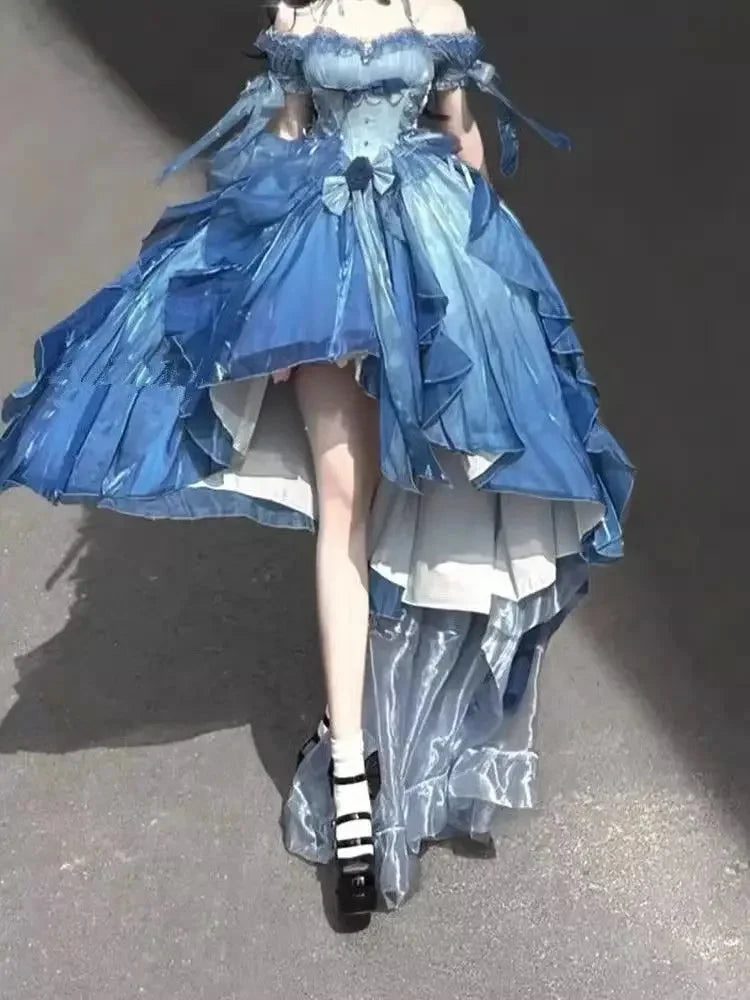 Dophee Original Lolita Trailing Puffy Dress Women Short GlowCart