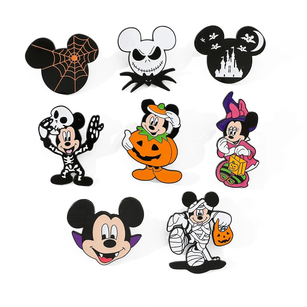 8 Pcs Hallowmas Spoof Character Brooch Cartoon Mickey Mouse GlowCart
