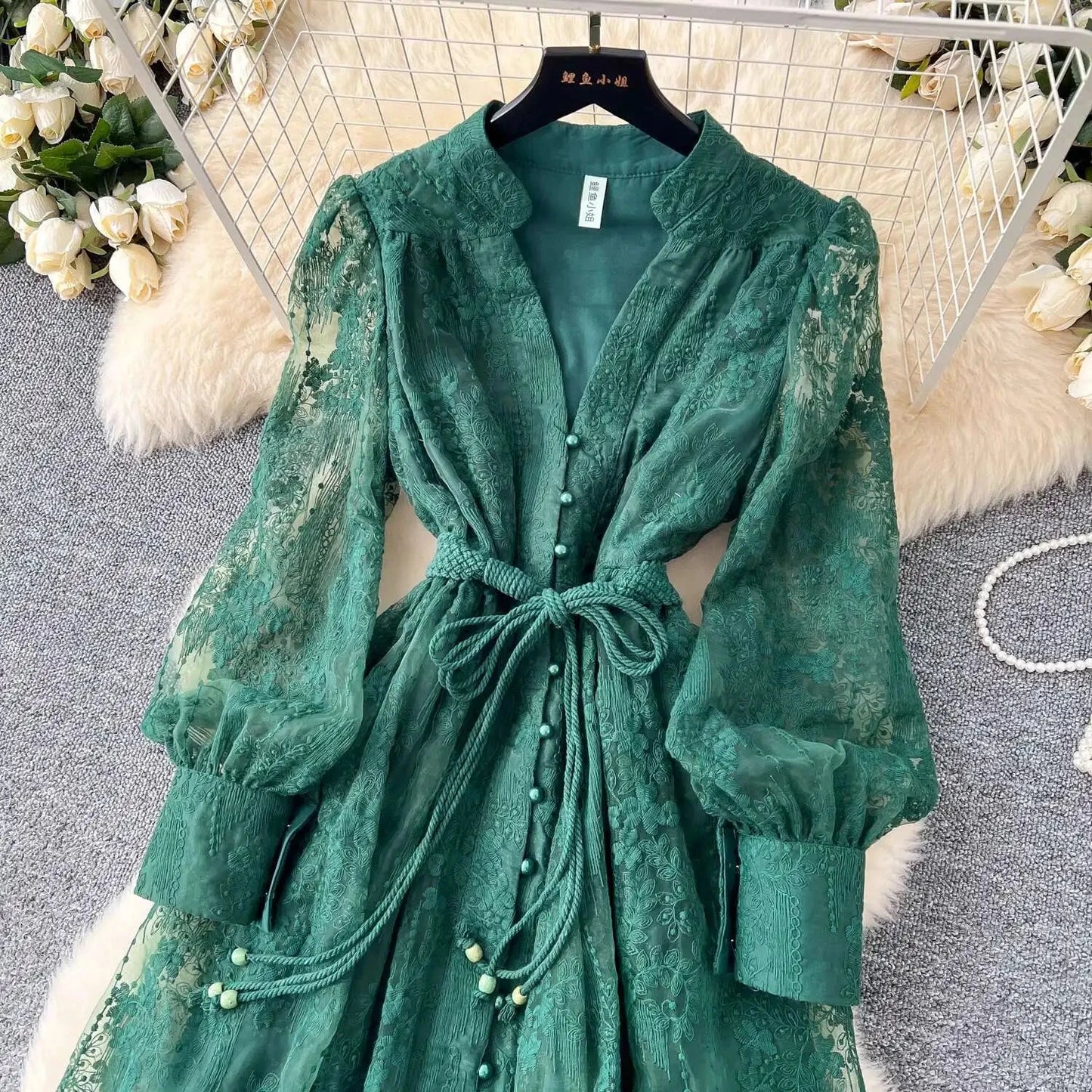 Luxury Embroidery Formal Dresses Women Summer Autumn Lantern GlowCart