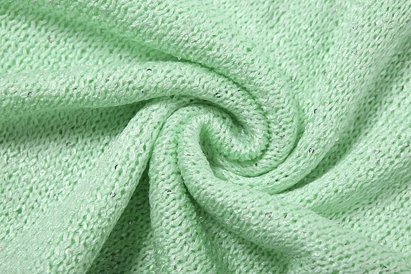 Women Sexy Sequins Knitted Mini Beach Dress Swinging Collar GlowCart