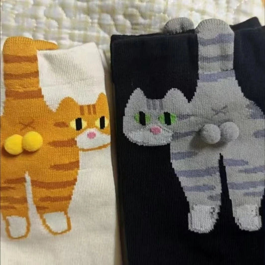 Gift for cat lovers: cartoon cat ladies cotton socks GlowCart