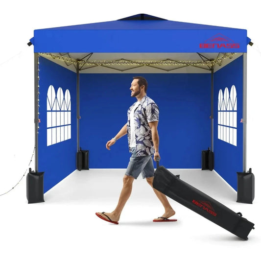 10x10 Pop Up Canopy Tent with Sidewalls Easy Up Heavy Duty GlowCart
