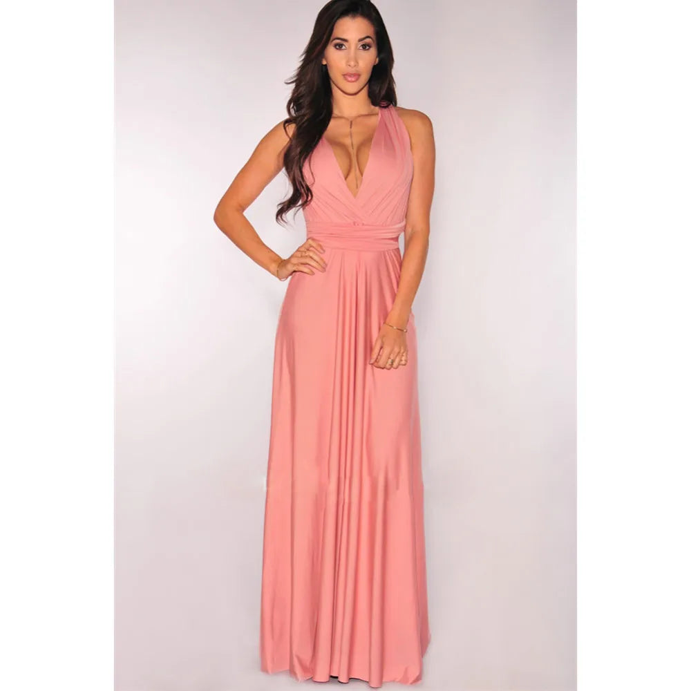 Sexy Women Multiway Wrap Convertible Boho Maxi Club Red