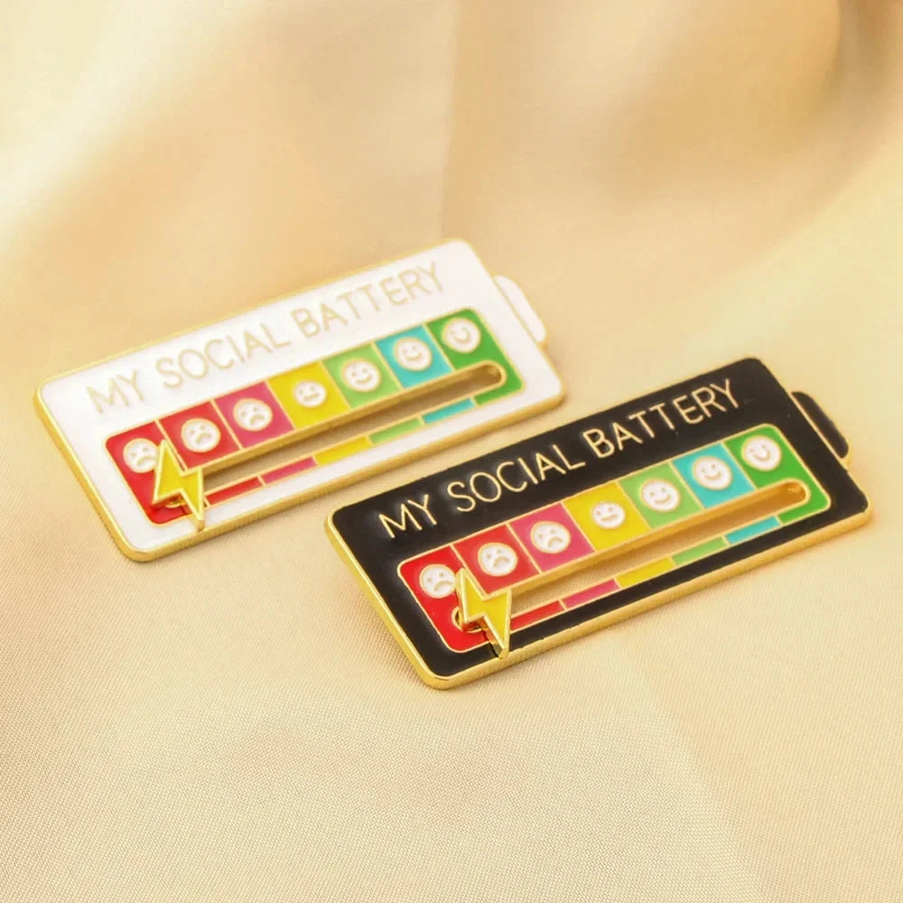 My Social Battery Lapel Pins For Backpacks Broche Enamel Pin GlowCart