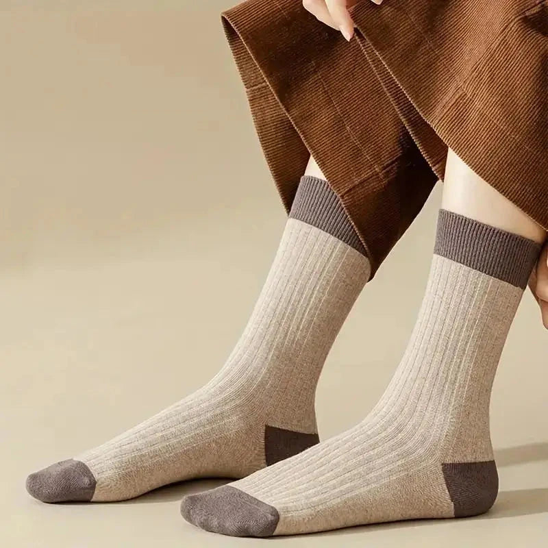 7 Pairs of Cozy Patchwork Crew Socks - Soft, Breathable, and GlowCart