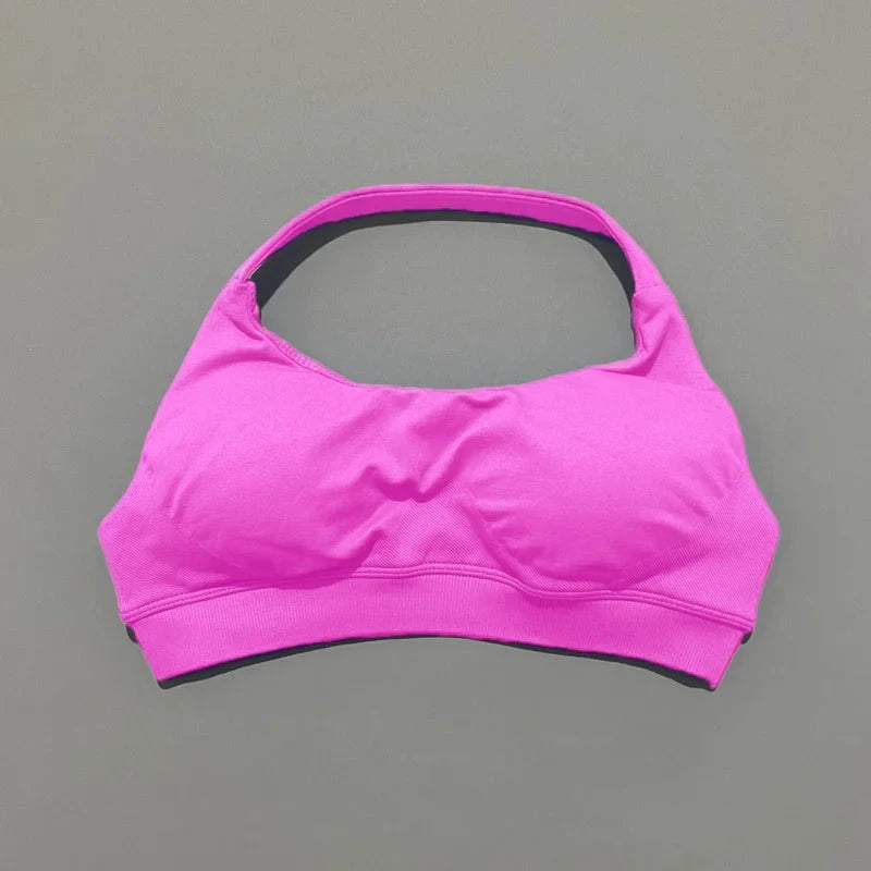 HISTELLO Impact Sports Bra Women Seamless Halter Clothes Push-up Vest Brassiere Gym Top Backless Yoga Workout Running Underwear GlowCart