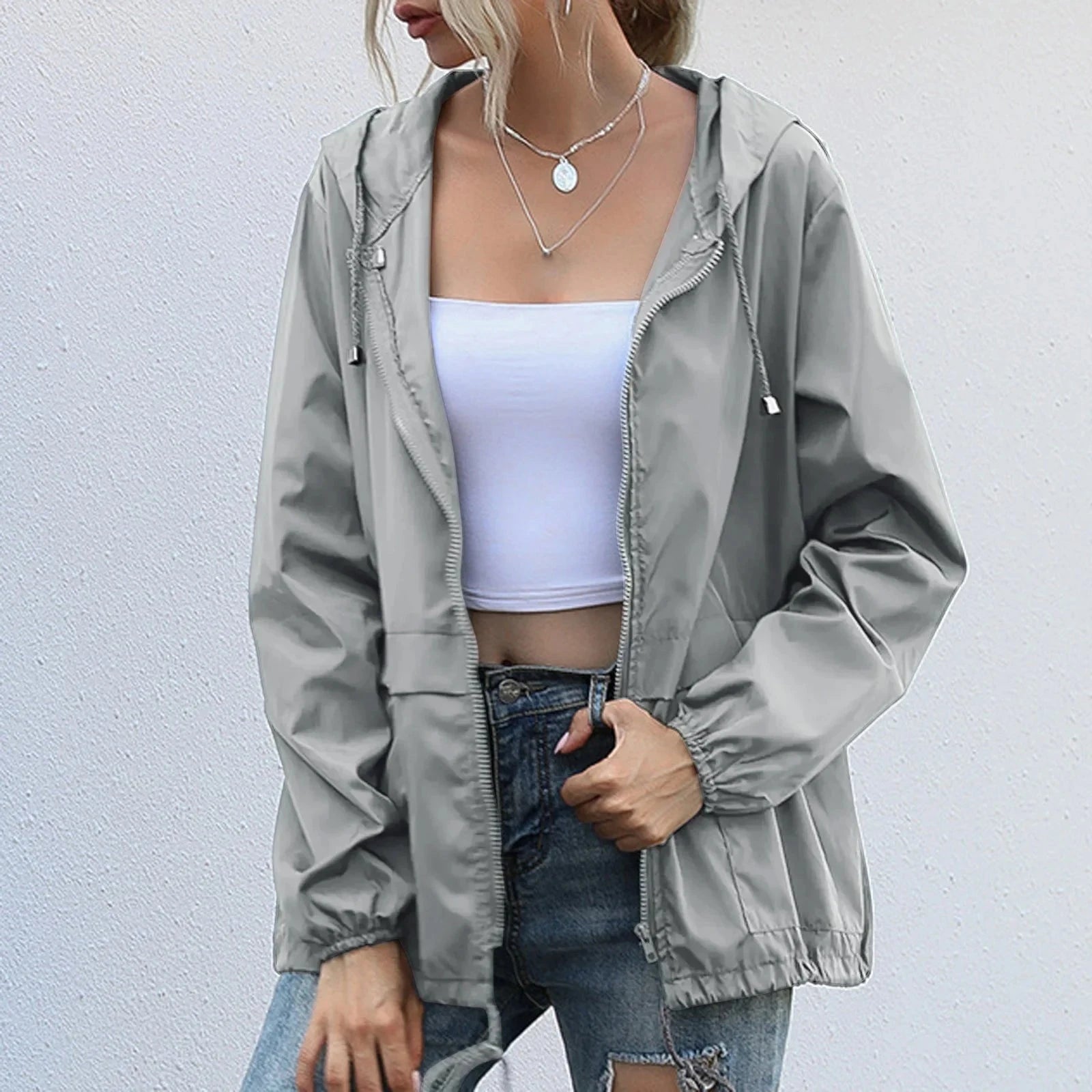 Solid Hooded Windproof Quick Dry Coat Ultra-Light Short GlowCart